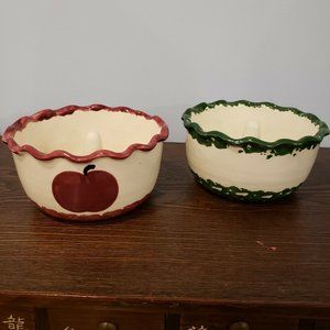 Vintage Joyce Dempsey Handmade Ceramic Apple / Onion Bakers Set of 2